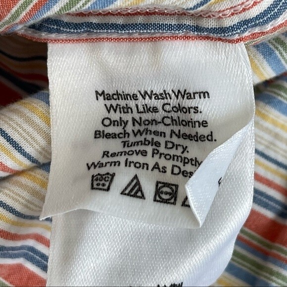 Eddie Bauer Striped Multicolor Shirt Soft 100% Cotton Button Up Colorful Size XL - Picture 12 of 13